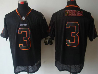 Nike Cleveland Browns 3 Brandon Weeden Lights Out Black Elite Jersey