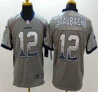 Nike Dallas Cowboys #12 Roger Staubach Grey Drift Fashion Elite Jersey