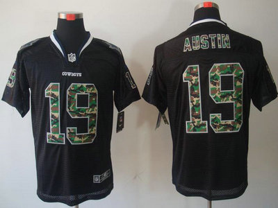 Nike Dallas Cowboys 19 Miles Austin Camo Fashion Black Elite Jersey
