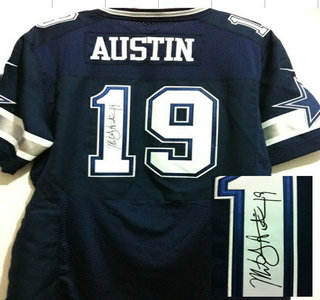 Nike Dallas Cowboys #19 Miles Austin Blue Signed Elite NFL Jersey