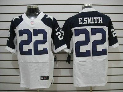Nike Dallas Cowboys 22 E.Smith White Thanksgiving Elite Jersey