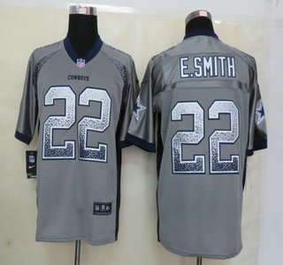 Nike Dallas Cowboys #22 Emmitt Smith Drift Fashion Grey Elite Jerseys