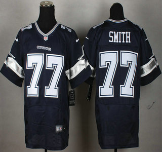 Nike Dallas Cowboys #77 Tyron Smith Navy Blue Elite Jersey