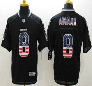 Nike Dallas Cowboys #8 Troy Aikman 2014 USA Flag Fashion Black Elite Jersey