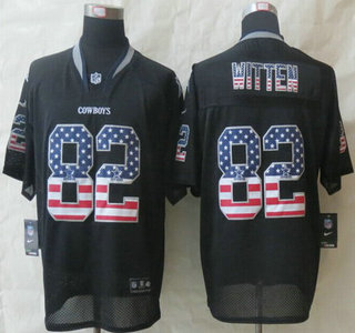 Nike Dallas Cowboys #82 Jason Witten 2014 USA Flag Fashion Black Elite Jersey
