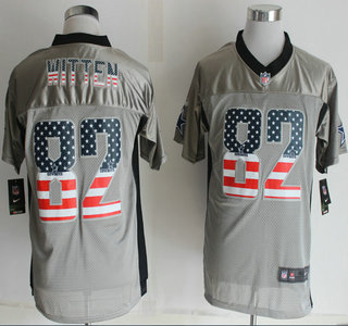 Nike Dallas Cowboys #82 Jason Witten 2014 USA Flag Fashion Grey Shadow Elite Jersey