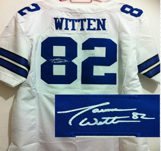 Nike Dallas Cowboys #82 Jason Witten White Signed Elite NFL Jersey