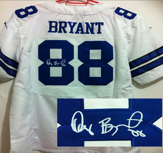 Nike Dallas Cowboys #88 Dez Bryant White Signed Elite NFL Jerseys