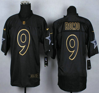 Nike Dallas Cowboys #9 Tony Ramo 2014 All Black With Gold Elite Jersey