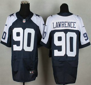 Nike Dallas Cowboys #90 Demarcus Lawrence Navy Blue Thanksgiving Elite Jersey
