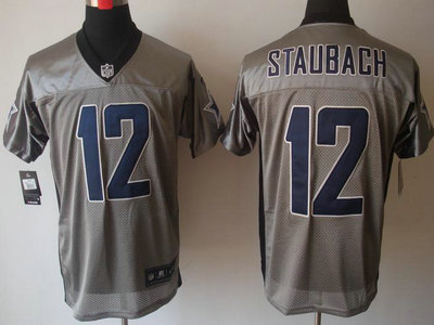 Nike Dallas Cowboys 12 R Staubach Grey Shadow Elite Jersey