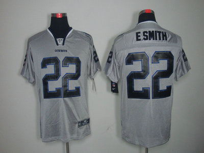 Nike Dallas Cowboys 22 Emmitt Smith Lights Out Black Name Grey Elite Jerseys