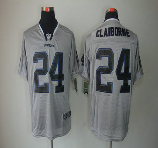 Nike Dallas Cowboys 24 Morris Claiborne Lights Out Black Name Grey Elite Jerseys