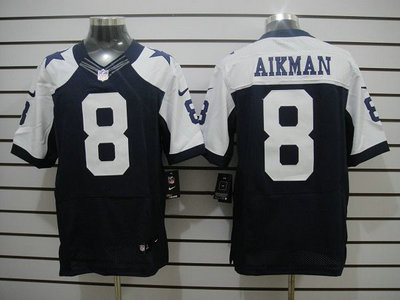 Nike Dallas Cowboys 8 Troy Aikman Blue Thanksgiving Elite Jersey
