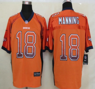Nike Denver Broncos #18 Peyton Manning Drift Fashion Orange Elite Jersey