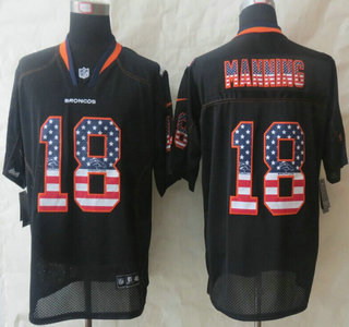 Nike Denver Broncos #18 Peyton Manning 2014 USA Flag Fashion Black Elite Jersey