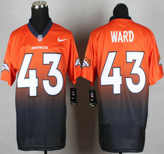 Nike Denver Broncos #43 T.J. Ward Orange With Navy Blue Fadeaway Elite Jersey