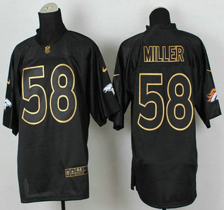 Nike Denver Broncos #58 Von Miller 2014 All Black With Gold Elite Jersey