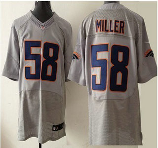 Nike Denver Broncos #58 Von Miller Grey Shadow Elite Jersey