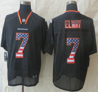 Nike Denver Broncos #7 John Elway 2014 USA Flag Fashion Black Elite Jersey