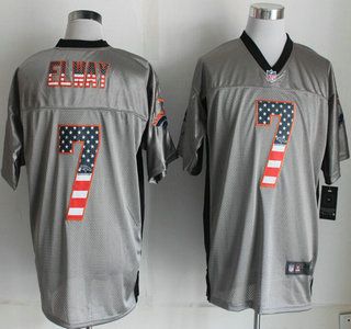 Nike Denver Broncos #7 John Elway 2014 USA Flag Fashion Gray Elite Jersey