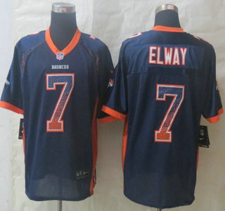 Nike Denver Broncos #7 John Elway Drift Fashion Blue Elite Jersey