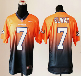 Nike Denver Broncos #7 John Elway Drift Fashion II Orange With Blue 2013 Elite Jersey