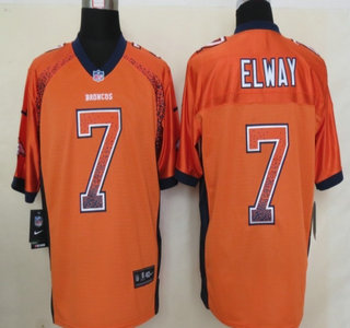 Nike Denver Broncos #7 John Elway Drift Fashion Orange Elite Jersey