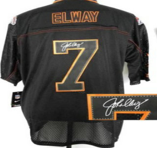 Nike Denver Broncos #7 John Elway Lights Out Black Signature Elite Jersey