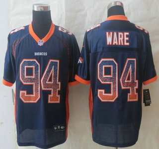 Nike Denver Broncos #94 DeMarcus Ware Drift Fashion Blue Elite Jersey