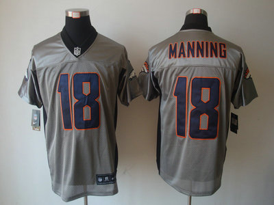 Nike Denver Broncos 18 Peyton Manning Grey Shadow Elite Jersey