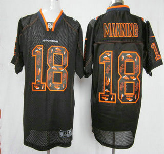 Nike Denver Broncos 18 Peyton Manning Lights Out Black Elite Jersey