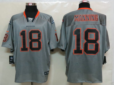 Nike Denver Broncos 18 Peyton Manning Lights Out Grey Elite Jerseys