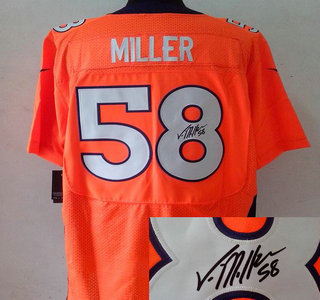 Nike Denver Broncos 58 Von Miller Orange Signed Elite Jersey