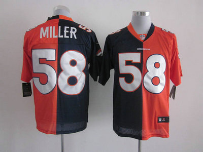 Nike Denver Broncos 58 Von Miller Orange and Blue Split NFL Jerseys