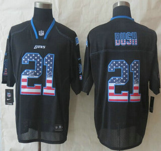 Nike Detroit Lions #21 Reggie Bush 2014 USA Flag Fashion Black Elite Jersey