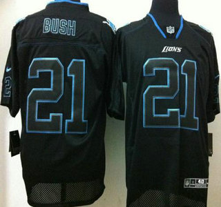 Nike Detroit Lions #21 Reggie Bush Black Light Out Elite Jersey