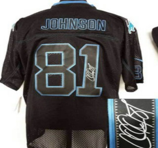 Nike Detroit Lions #81 Calvin Johnson Lights Out Black Signature Elite Jersey