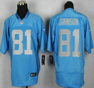 Nike Detroit Lions #81 Calvin Johnson Navy Blue Elite Jersey