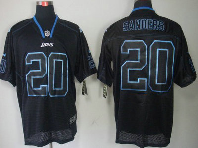 Nike Detroit Lions 20 Barry Sanders Lights Out Black Elite Jersey