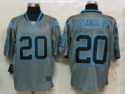 Nike Detroit Lions 20 Barry Sanders Lights Out Grey Elite Jerseys