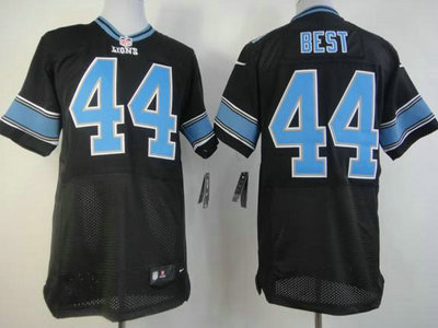 Nike Detroit Lions 44 Jahvid Best Black Elite Jerseys