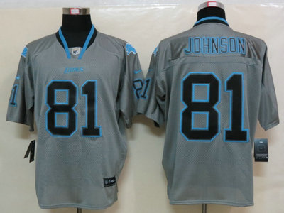 Nike Detroit Lions 81 Calvin Johnson Lights Out Grey Elite Jerseys