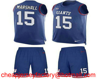 Nike Giants #15 Brandon Marshall Royal Blue Team Color Men's Stitched NFL Limited Tank Top Suit Jersey