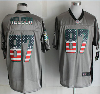 Nike Green Bay Packers #18 Randall Cobb 2014 USA Flag Fashion Gray Elite Jersey