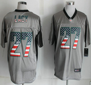 Nike Green Bay Packers #27 Eddie Lacy 2014 USA Flag Fashion Gray Elite Jersey
