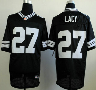Nike Green Bay Packers #27 Eddie Lacy Black Elite Jersey