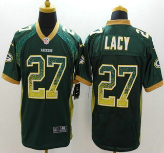 Nike Green Bay Packers #27 Eddie Lacy Drift Fashion Green Elite Jersey