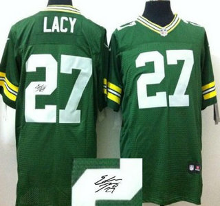 Nike Green Bay Packers #27 Eddie Lacy Green Signature Elite Jersey