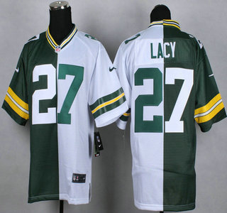 Nike Green Bay Packers #27 Eddie Lacy Green With White Two Tone Elite Jersey